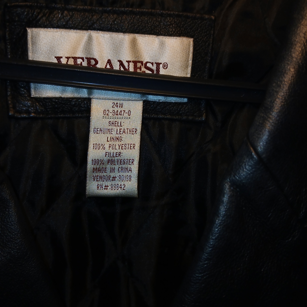 Veranesi Women's Genuine Leather Black Trench Jacket Size 24W  3XL - Picture 7 of 8
